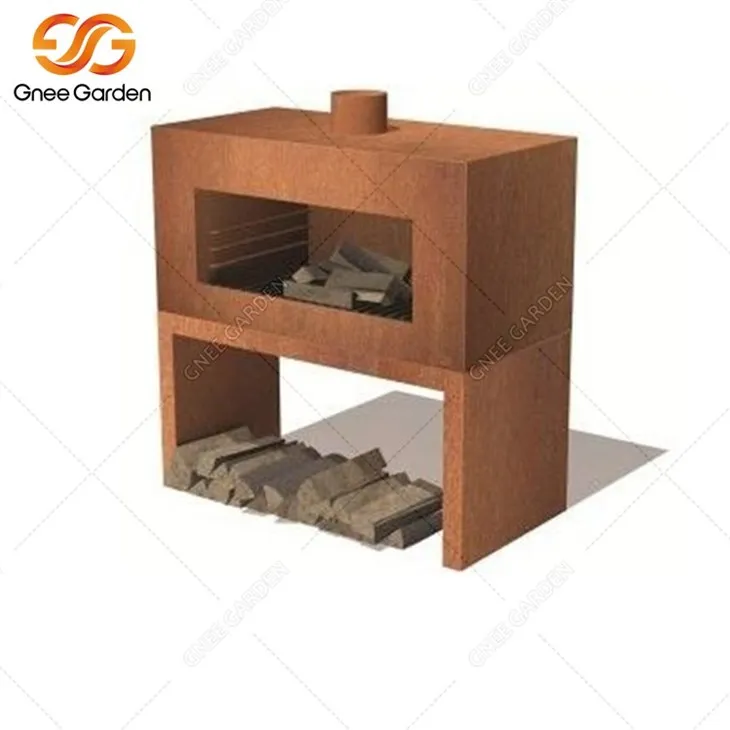 Corten Steel wooden fireplace