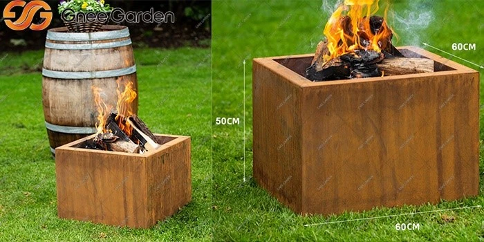 Corten steel wood burning fire pit Corten steel wood burning fire pit