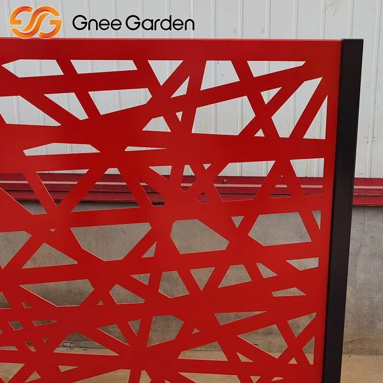 Red Geometric Pattern Corten Steel Screen